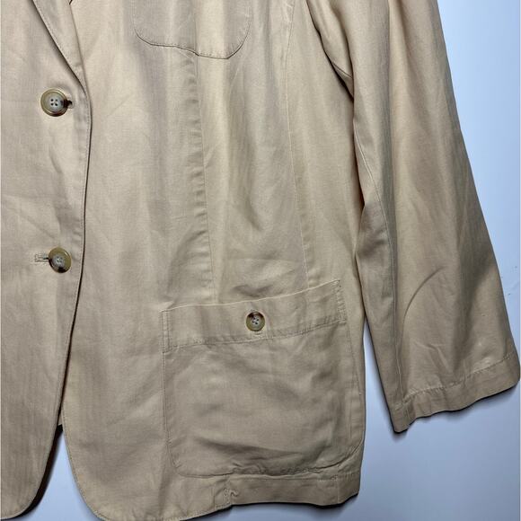 Lauren Ralph Lauren Cotton Linen Safari Blazer Jacket Sz 20W Tan Pockets Neutral - Picture 4 of 12